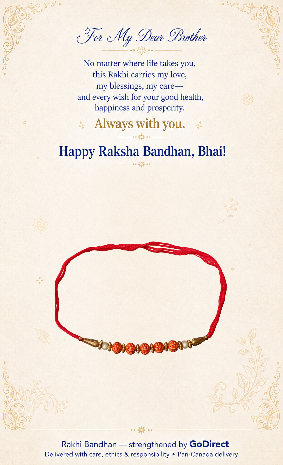 Mini Rudraksha Dhaga Rakhi with Red Thread image