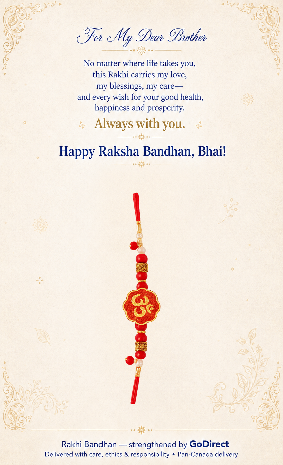 Red Thread Rakhi with Om Symbol image