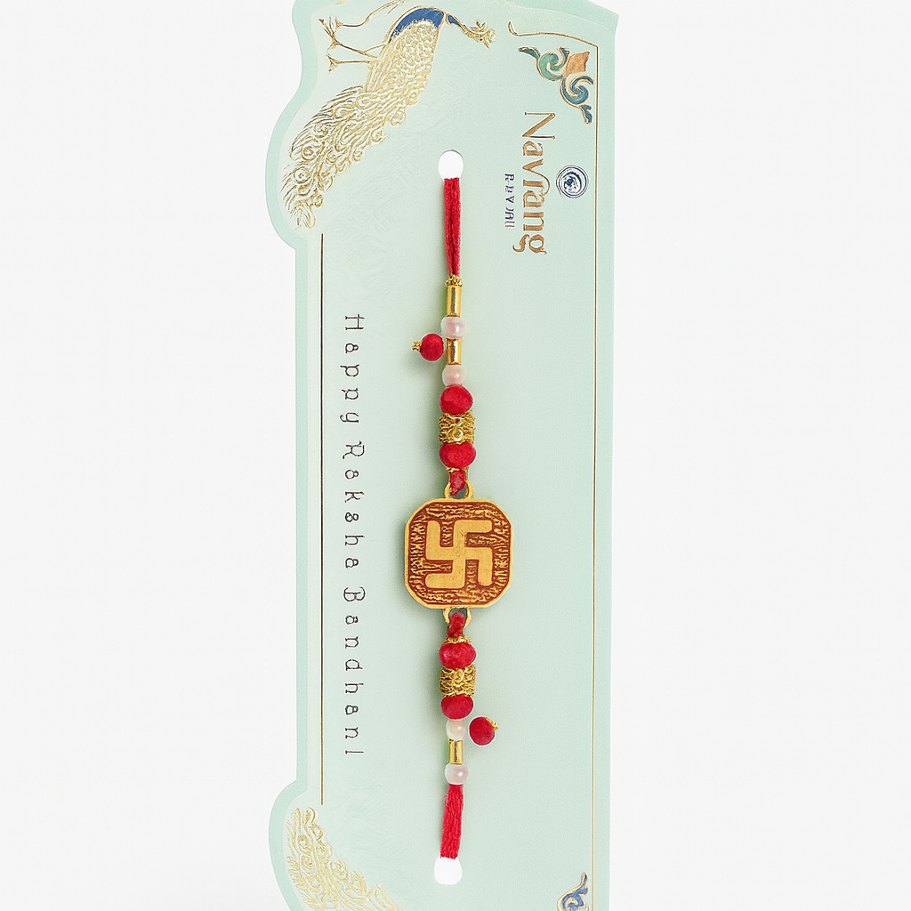 Swastik Rakhi with Red Thread