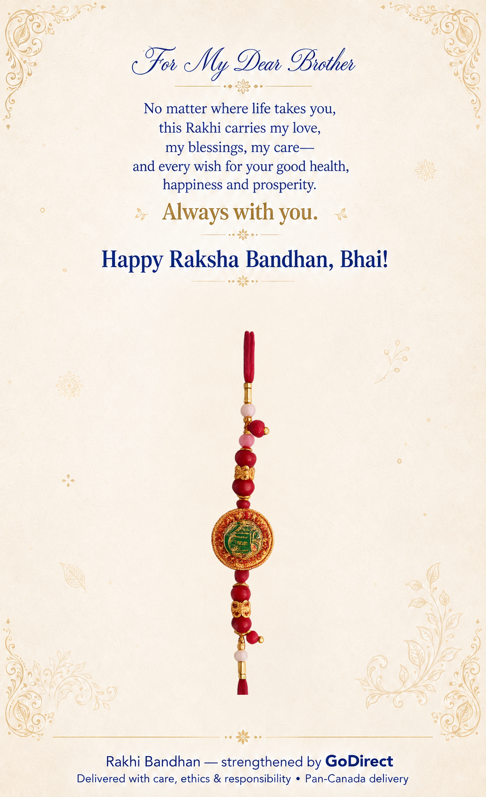 Red Beaded Rakhi with Shree Ram Symbol image