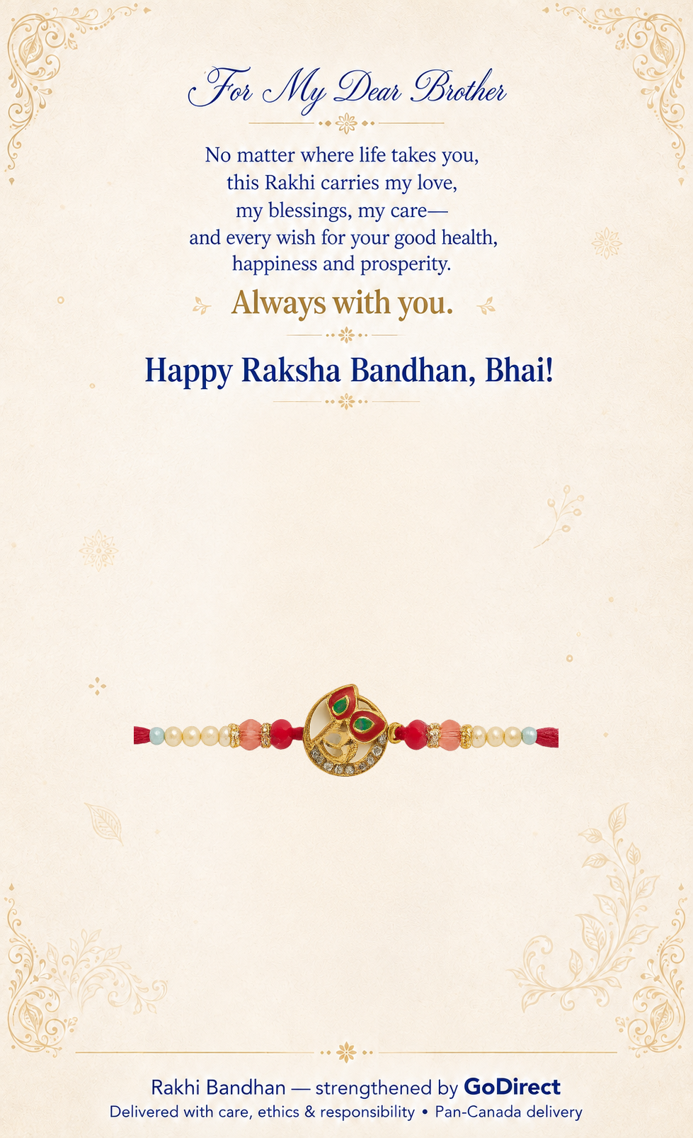Om Symbol Rakhi with Pink Beads image