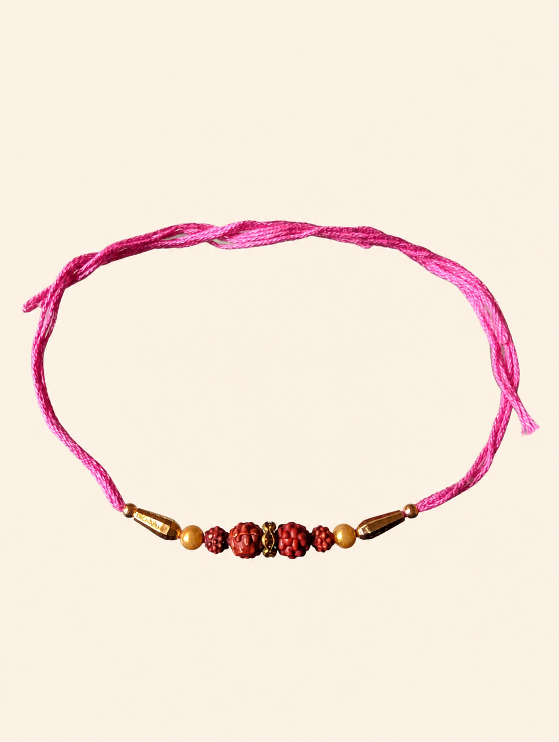 Rudraksha Dhaga Rakhi with Pink Thread