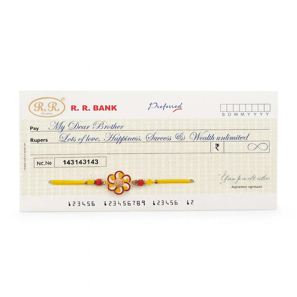 Cheque Themed Rakhi with Floral Motif