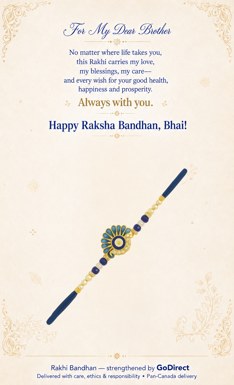 Blue Thread Rakhi with Pearl and Stone image
