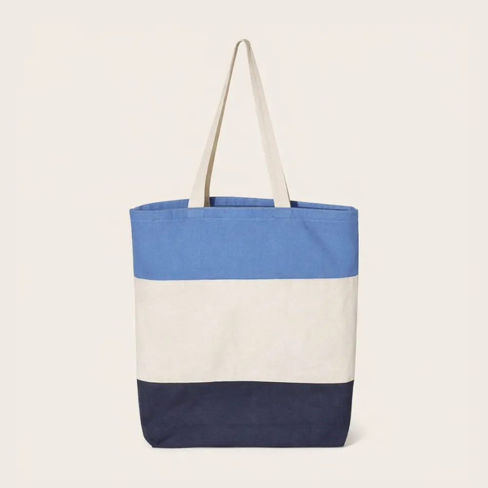 Canvas Tri Color Stripes Tote Bag