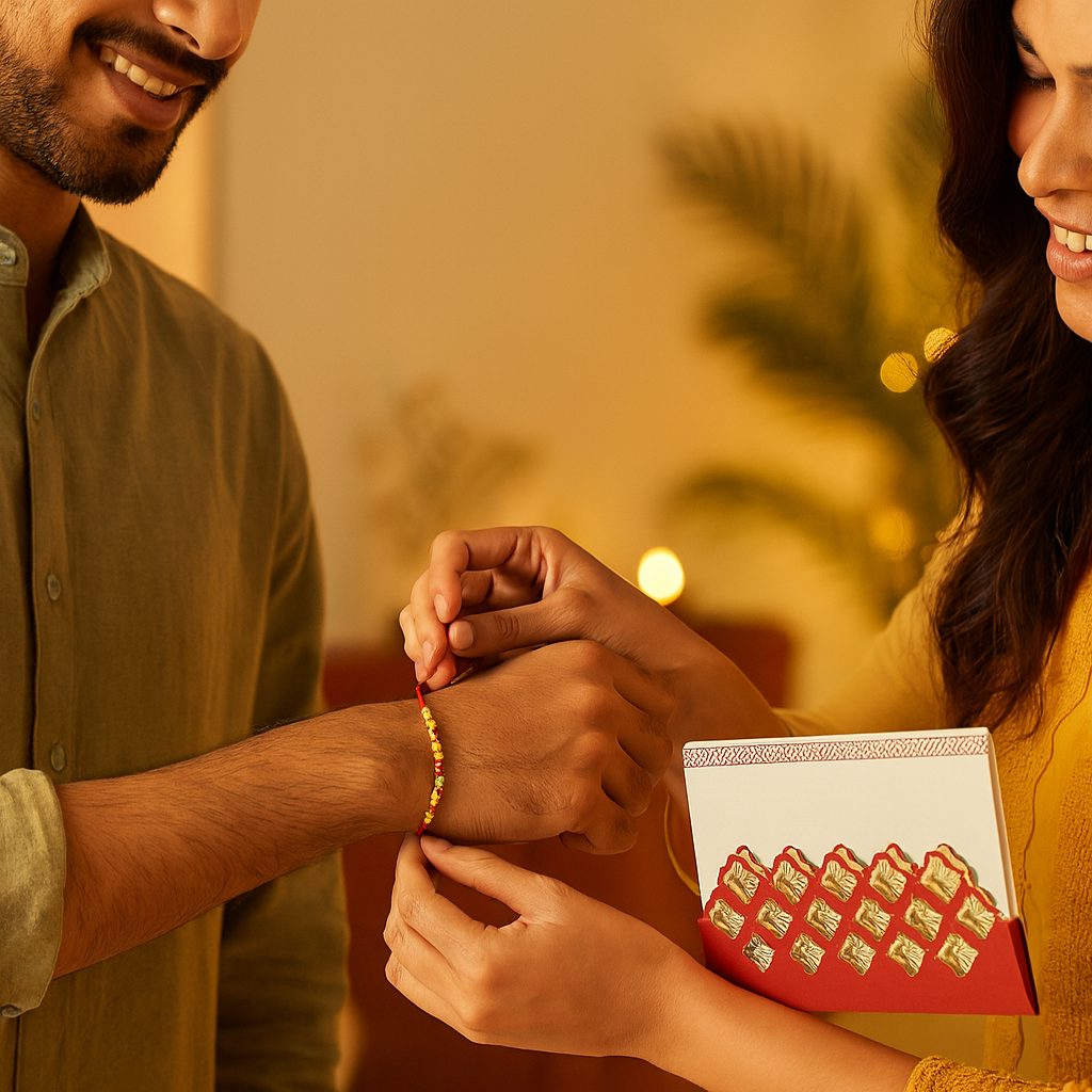 Yellow Beads Rakhi with Decorative Envelope image
