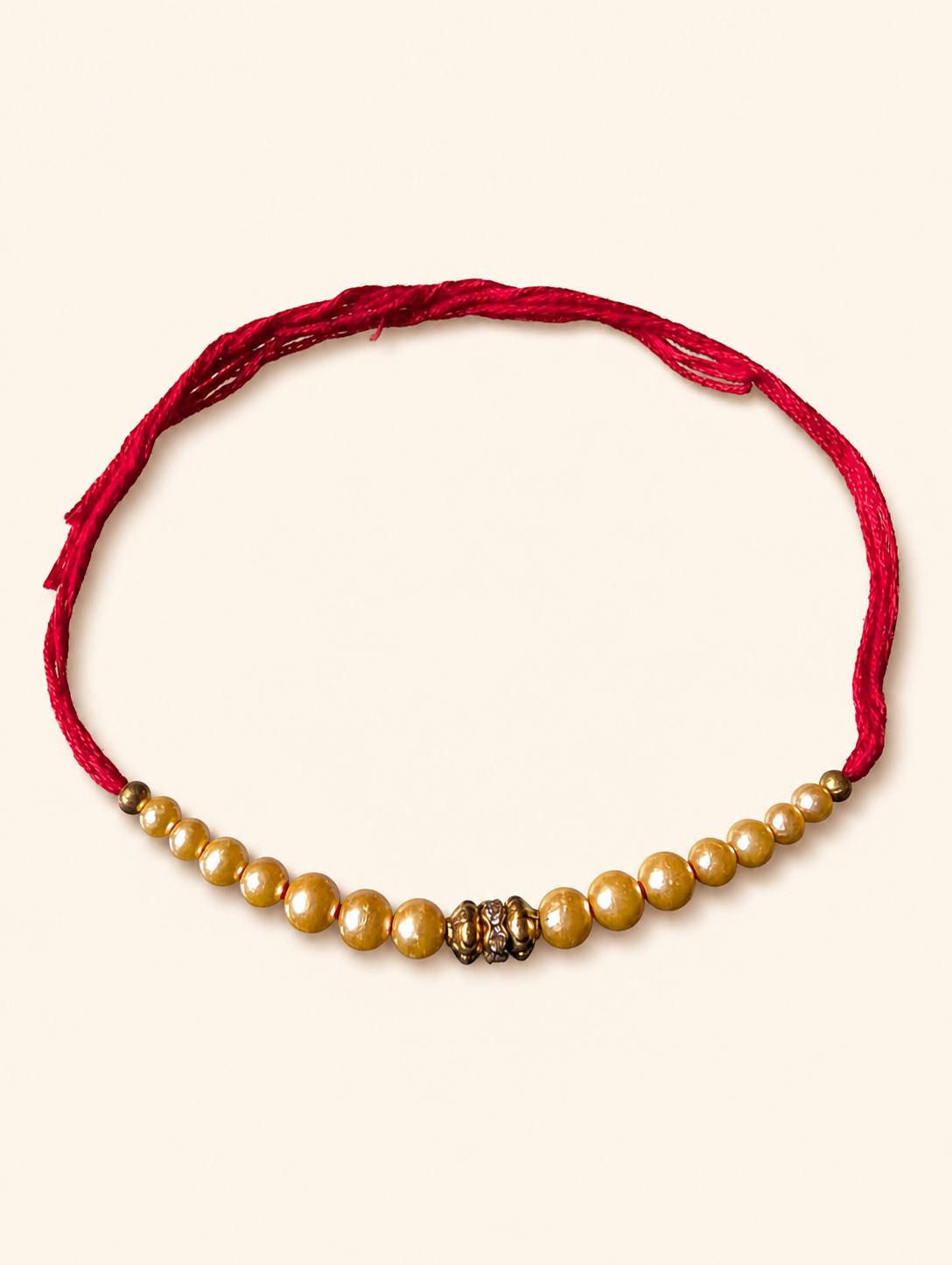 Pearl Beads Dhaga Rakhi with Red Thread