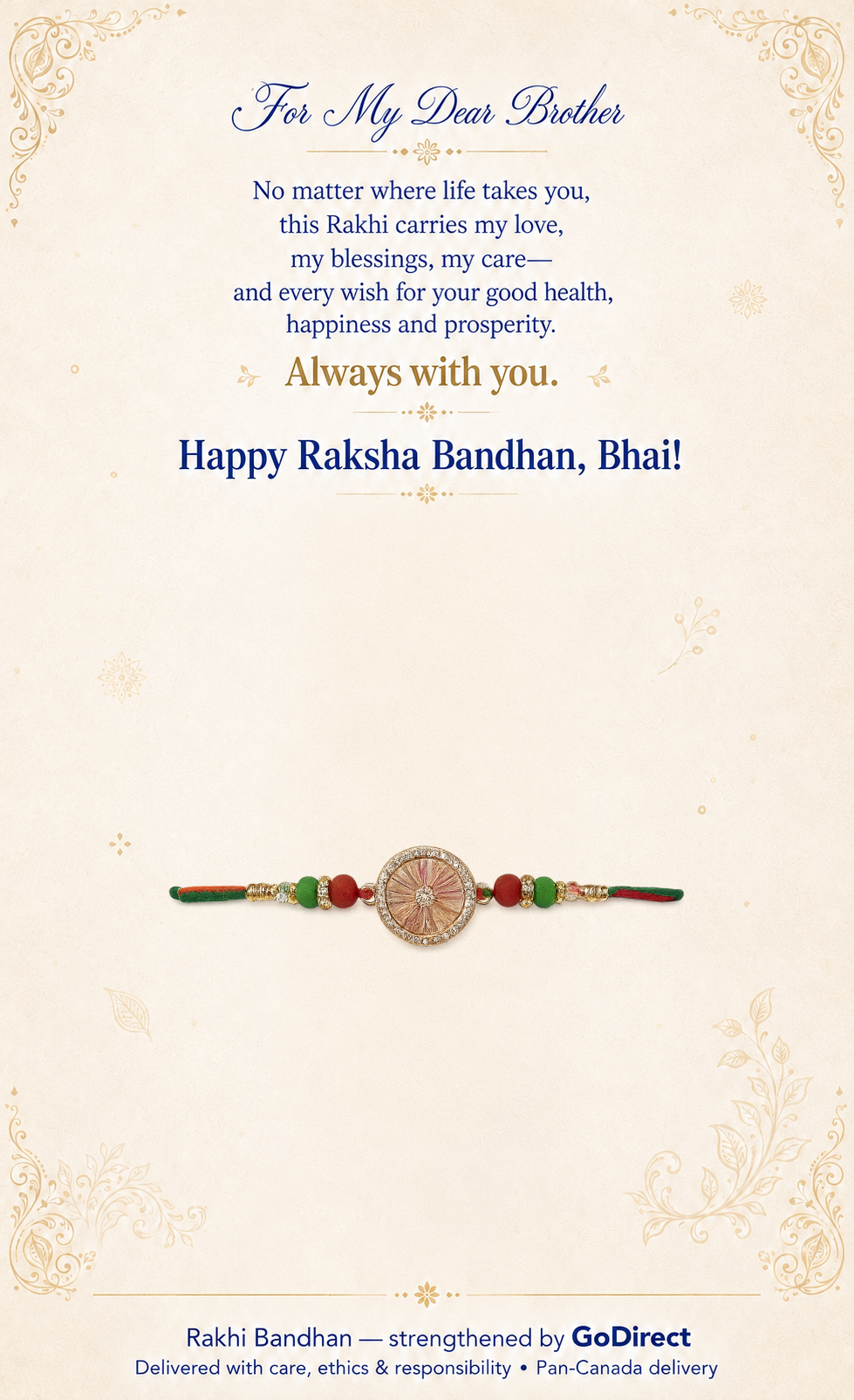 Madhav Decorative Rakhi with Floral Card image