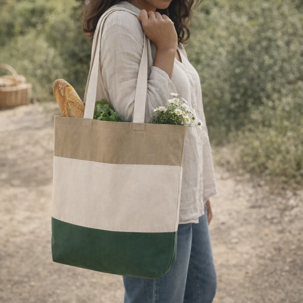Cotton Canvas Tri Color Tote Bag image