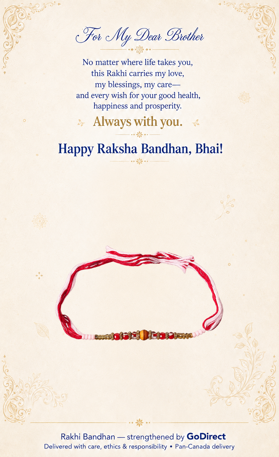 Sandalwood Center Dhaga Rakhi with Evil Eye Beads image