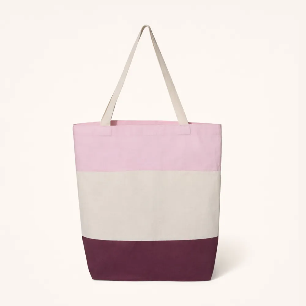 Color Block Cotton Canvas Tote Bag