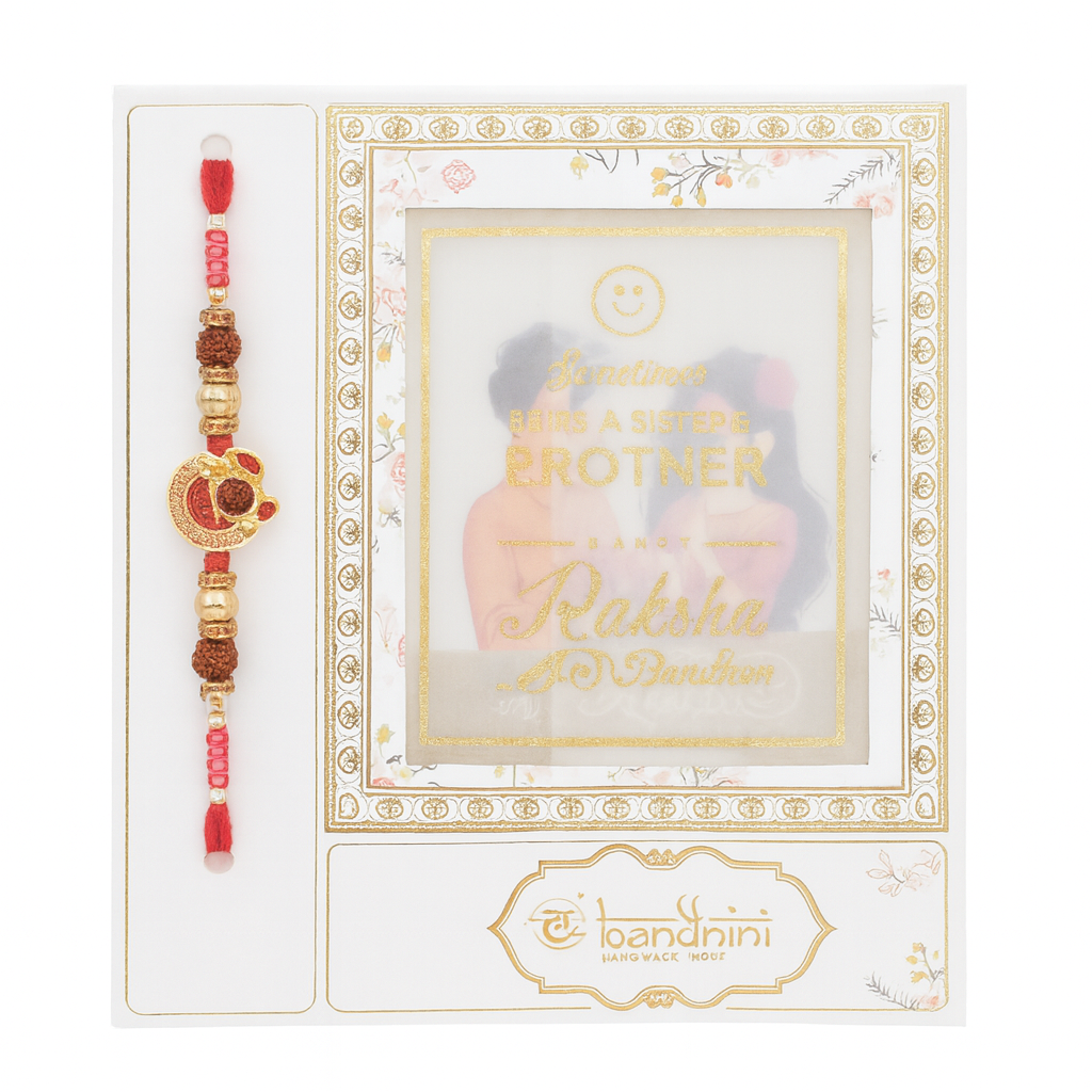 Designer Rudraksha Rakhi With Colorful Beads