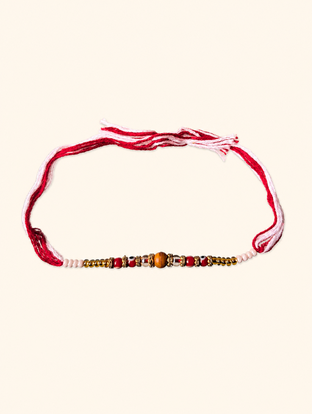 Sandalwood Center Dhaga Rakhi with Evil Eye Beads