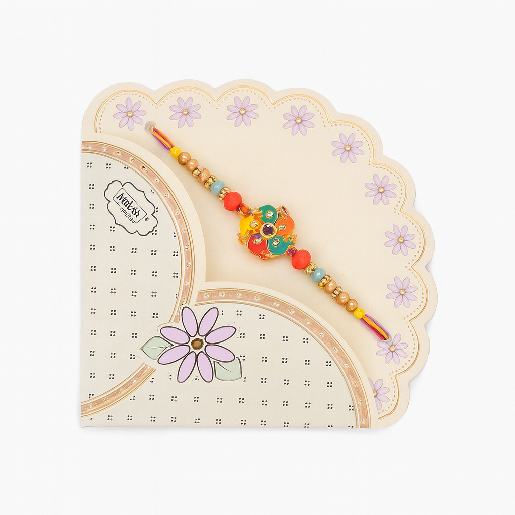 colorful floral motif Rakhi