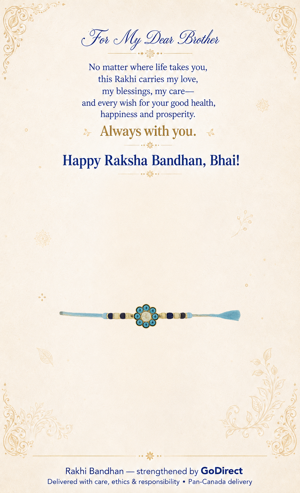 Cheque Themed Rakhi with Floral Motif image