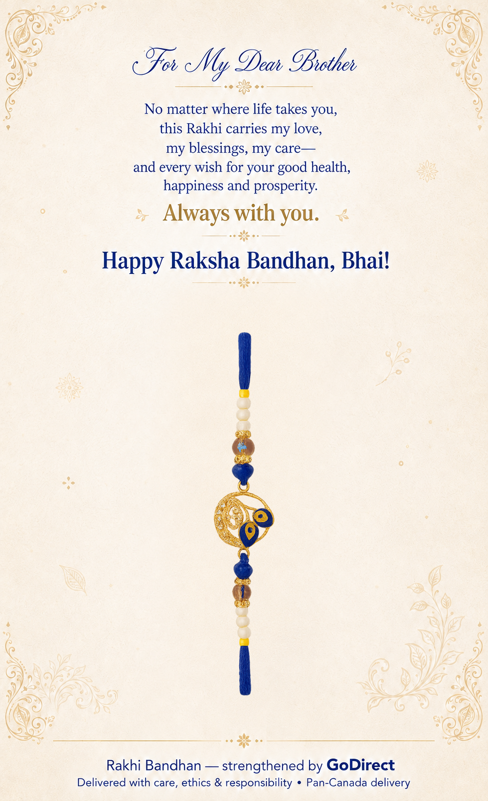 Blue Thread Rakhi with Om Symbol image