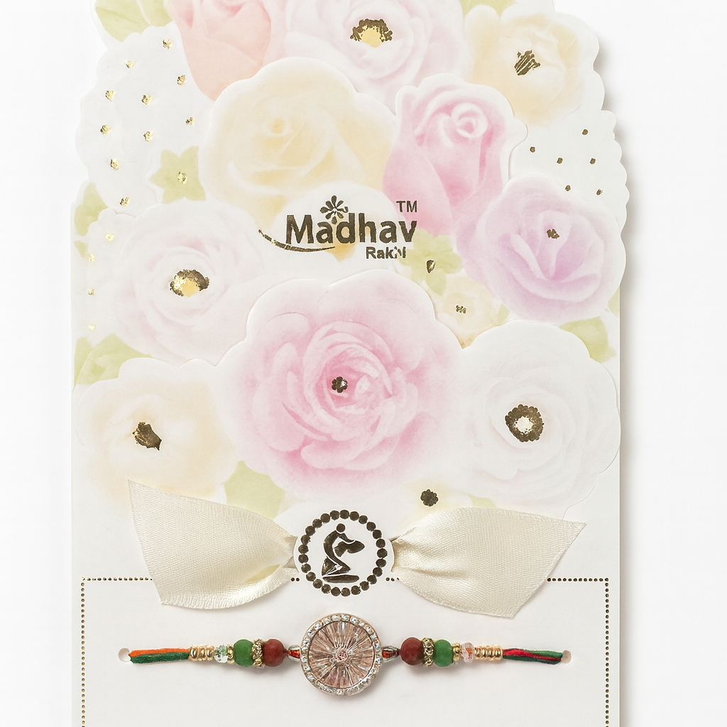 Madhav Decorative Rakhi with Floral Card