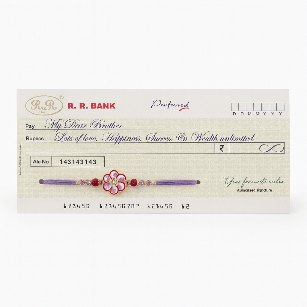 Cheque Themed Rakhi with Floral Motif