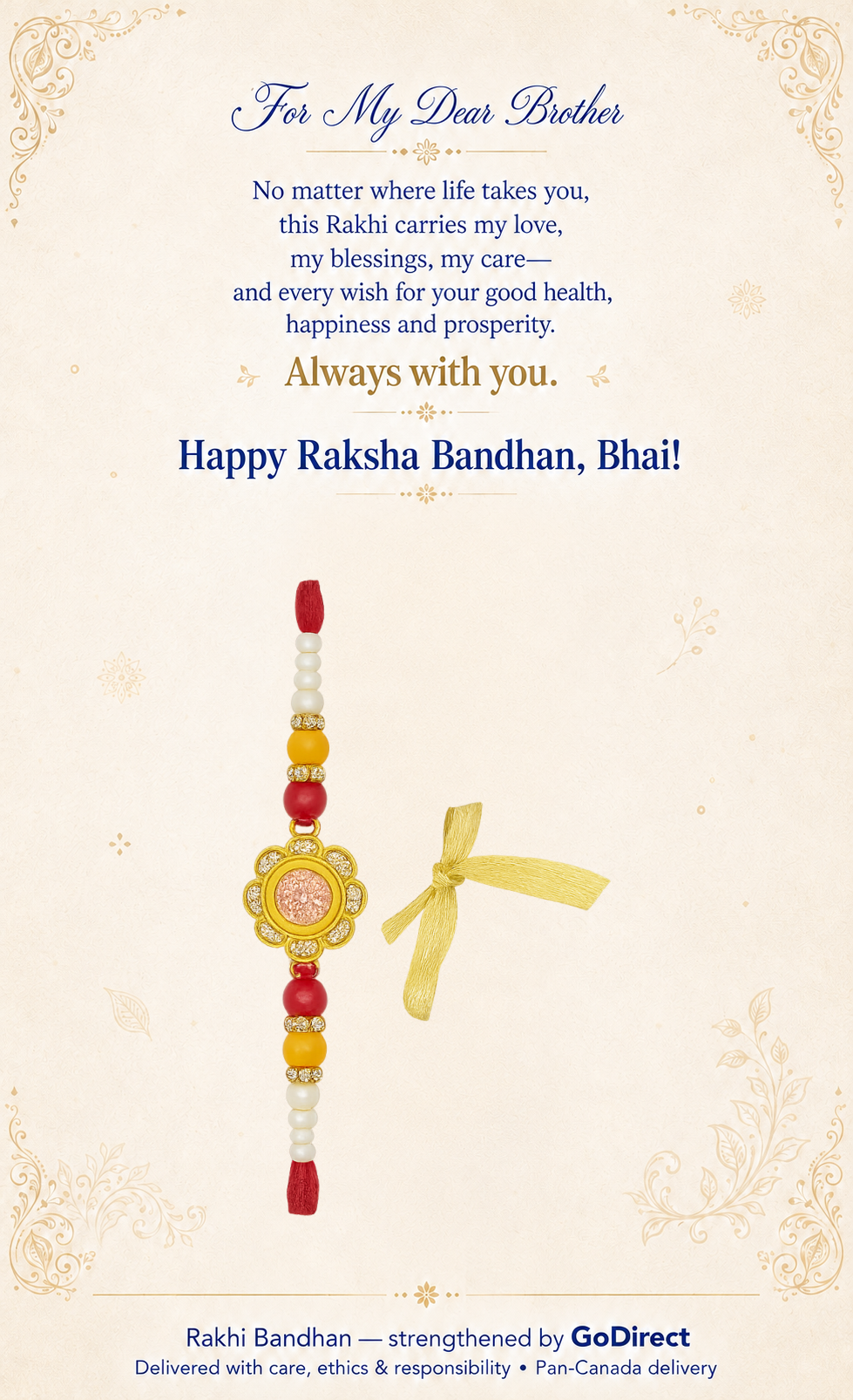 Floral Design Rakhi with Beads image