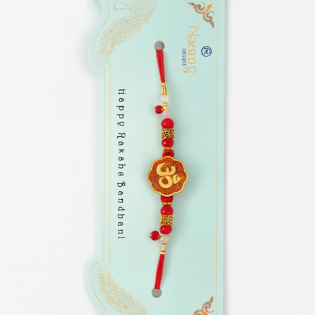Red Thread Rakhi with Om Symbol