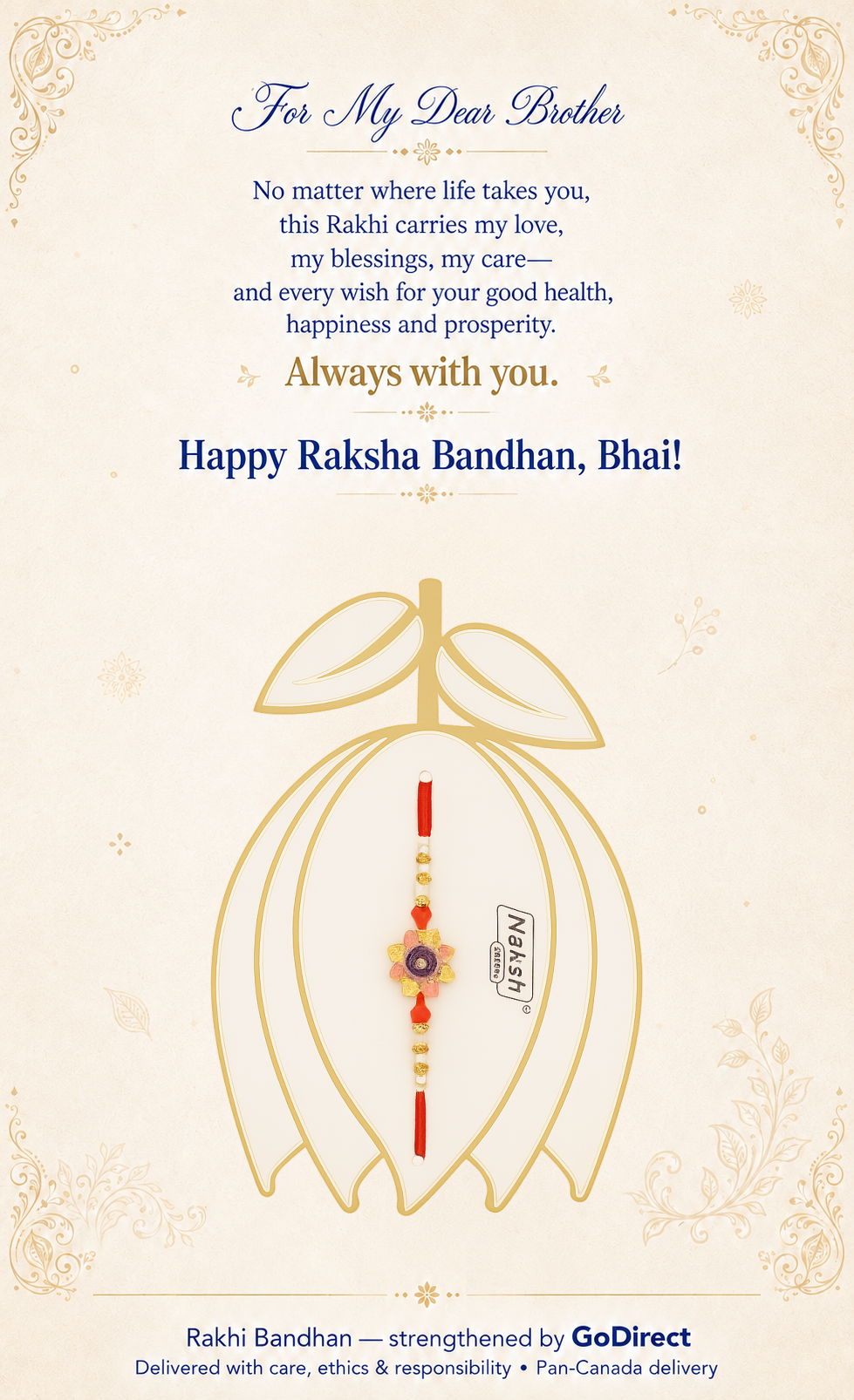 Floral Beaded Rakhi for Raksha Bandhan image