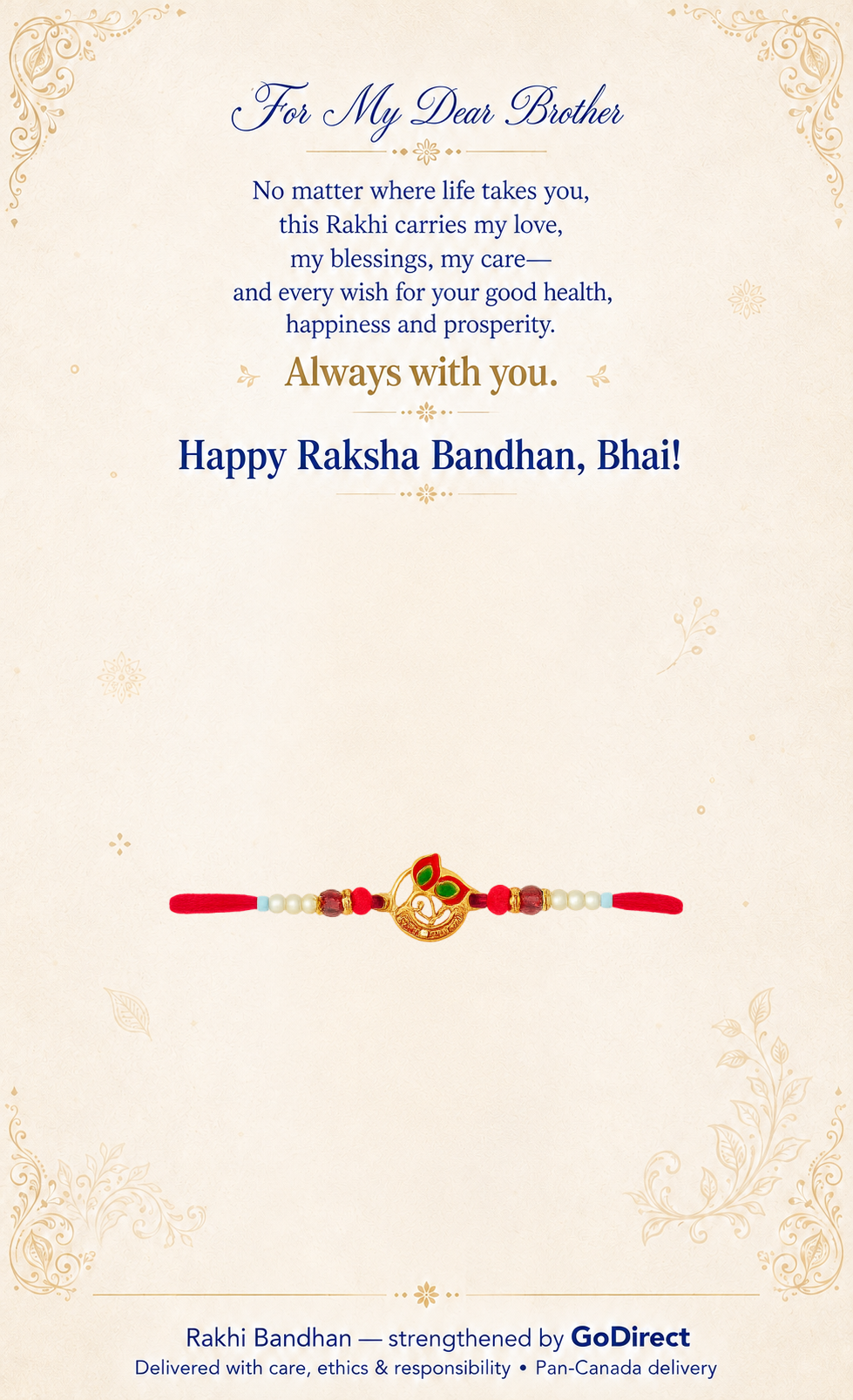 Decorative Om Symbol Rakhi with Beads image