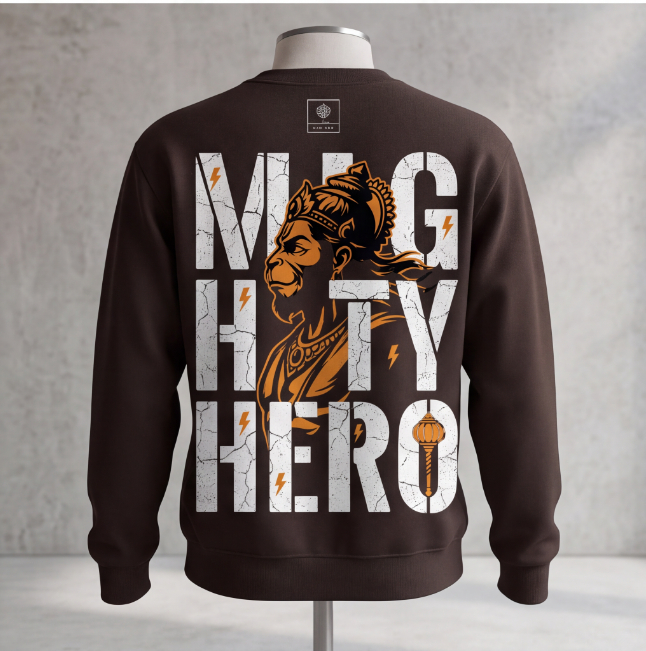 Unisex Mighty Hero Graphic Brown Sweatshirt image