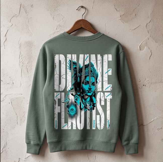 Unisex Divine Flautist Graphic Sweatshirt Green image