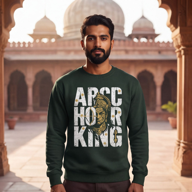 Unisex Dark Green Archery King Graphic Sweatshirt image