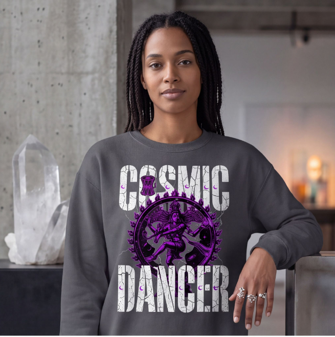 Unisex Cosmic Dancer Graphic Sweatshirt Grey image