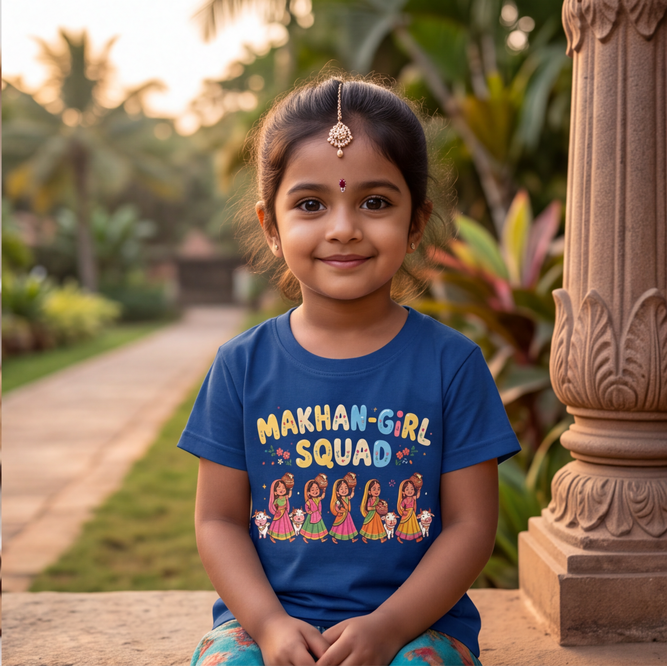 Makhan Girl Squad Blue Cotton T-Shirt image