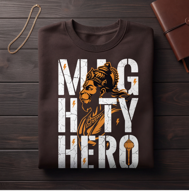 Unisex Mighty Hero Graphic Brown Sweatshirt image