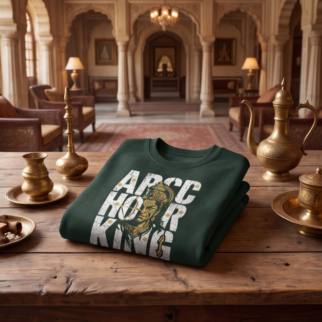 Unisex Dark Green Archery King Graphic Sweatshirt image