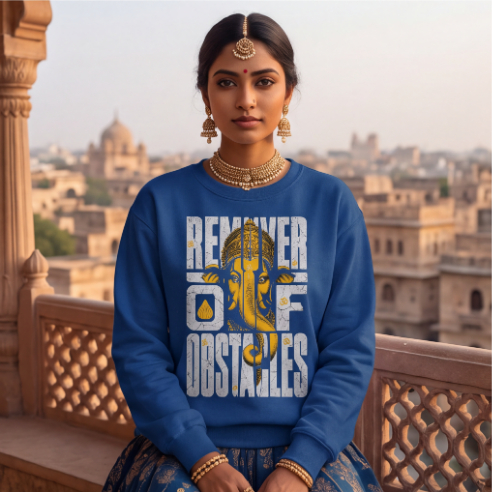 Unisex Crewneck Sweatshirt With Lord Ganesha Print image