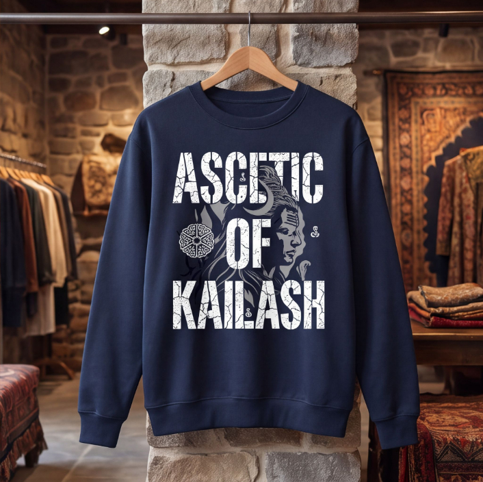 Navy Blue Unisex Ascetic Of Kailash Graphic Sweatshirt