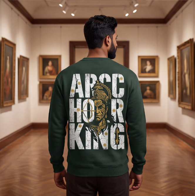 Unisex Dark Green Archery King Graphic Sweatshirt image