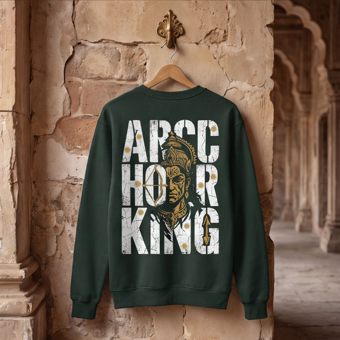 Unisex Dark Green Archery King Graphic Sweatshirt