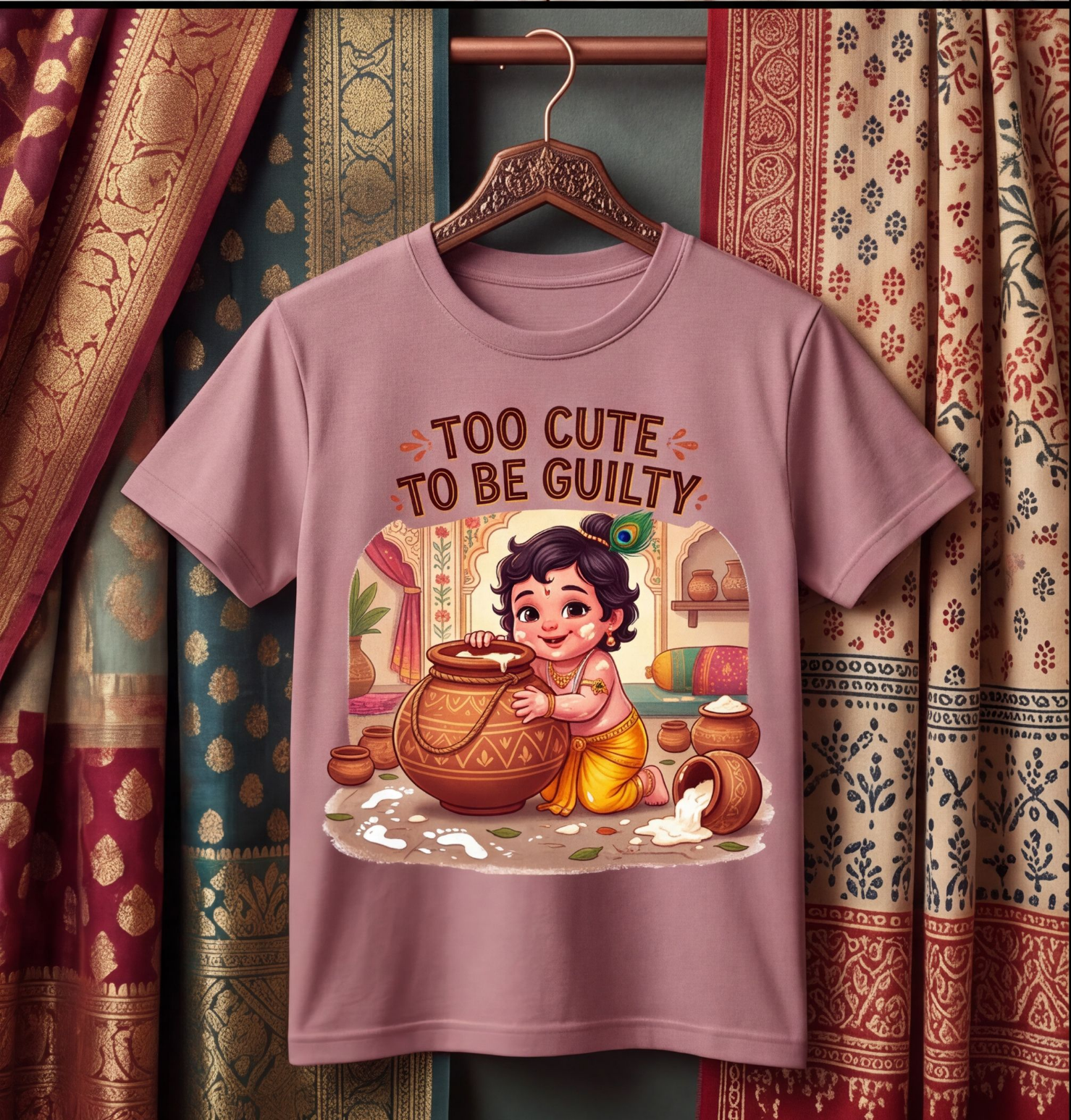 Kids T-Shirt With Cute Krishna Design