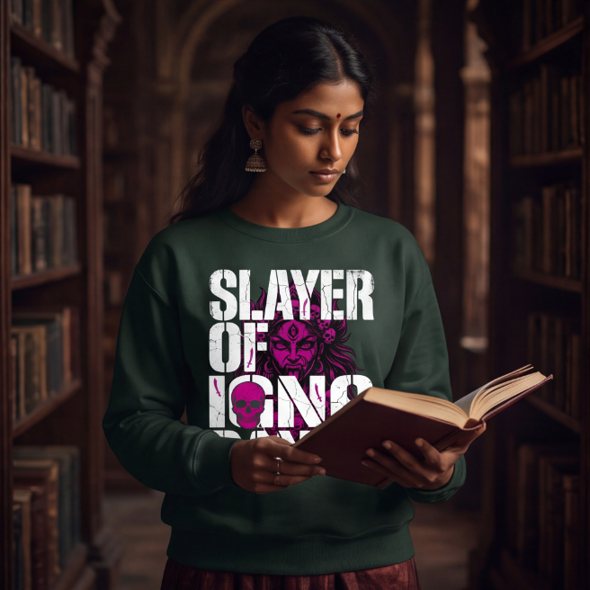 Unisex Dark Green Slayer Of Ignorance Graphic Sweatshirt image