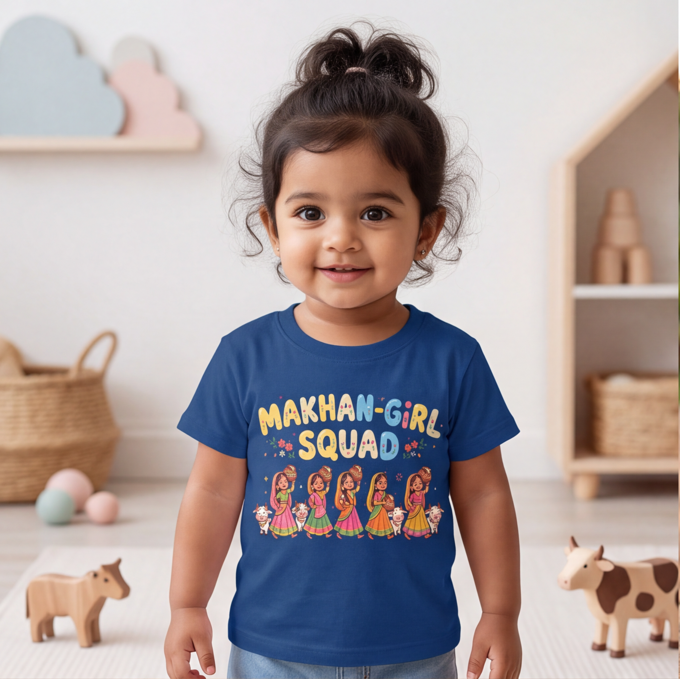 Makhan Girl Squad Blue Cotton T-Shirt image