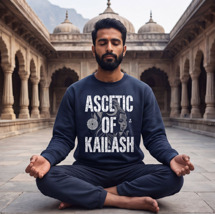 Navy Blue Unisex Ascetic Of Kailash Graphic Sweatshirt image