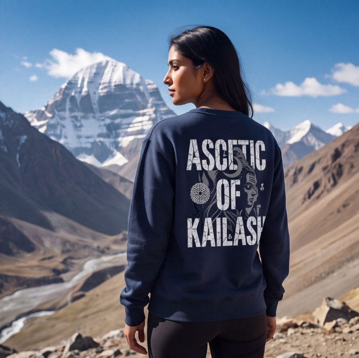 Navy Blue Unisex Ascetic Of Kailash Graphic Sweatshirt image