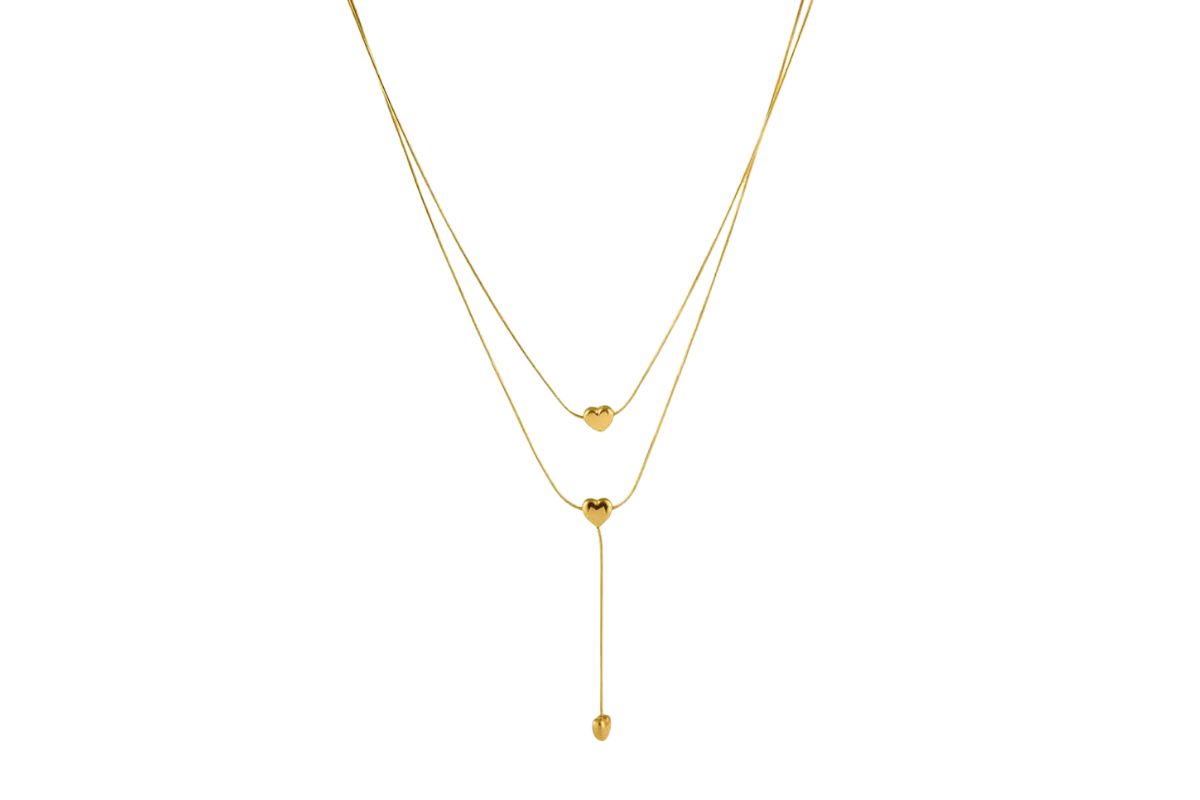Double Layered Golden Heart Necklace
