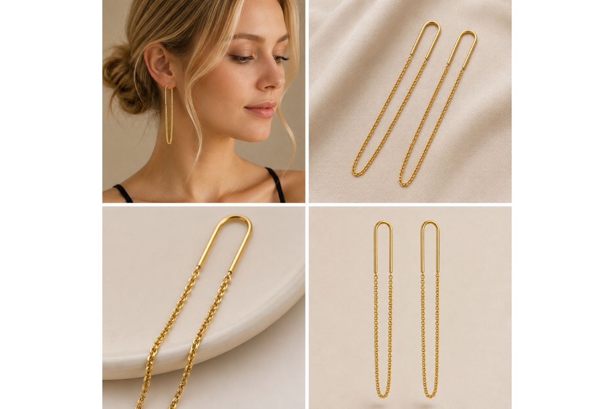 Gold Chain Drop Hook Earrings image