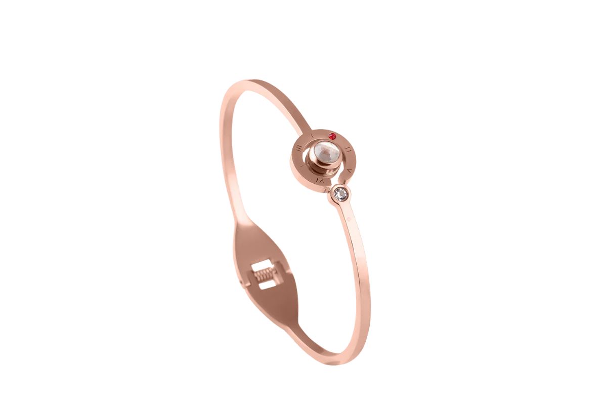 Golden Circular Accent Bangle Bracelet