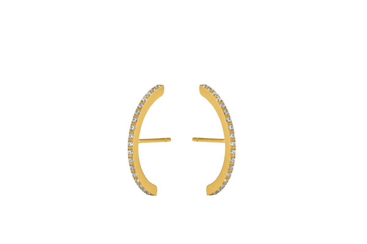 Moon Diamond Stud Earrings
