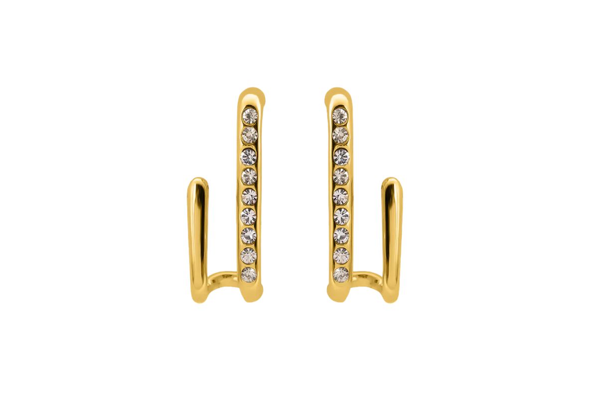 Golden Arc Sparkle Earrings