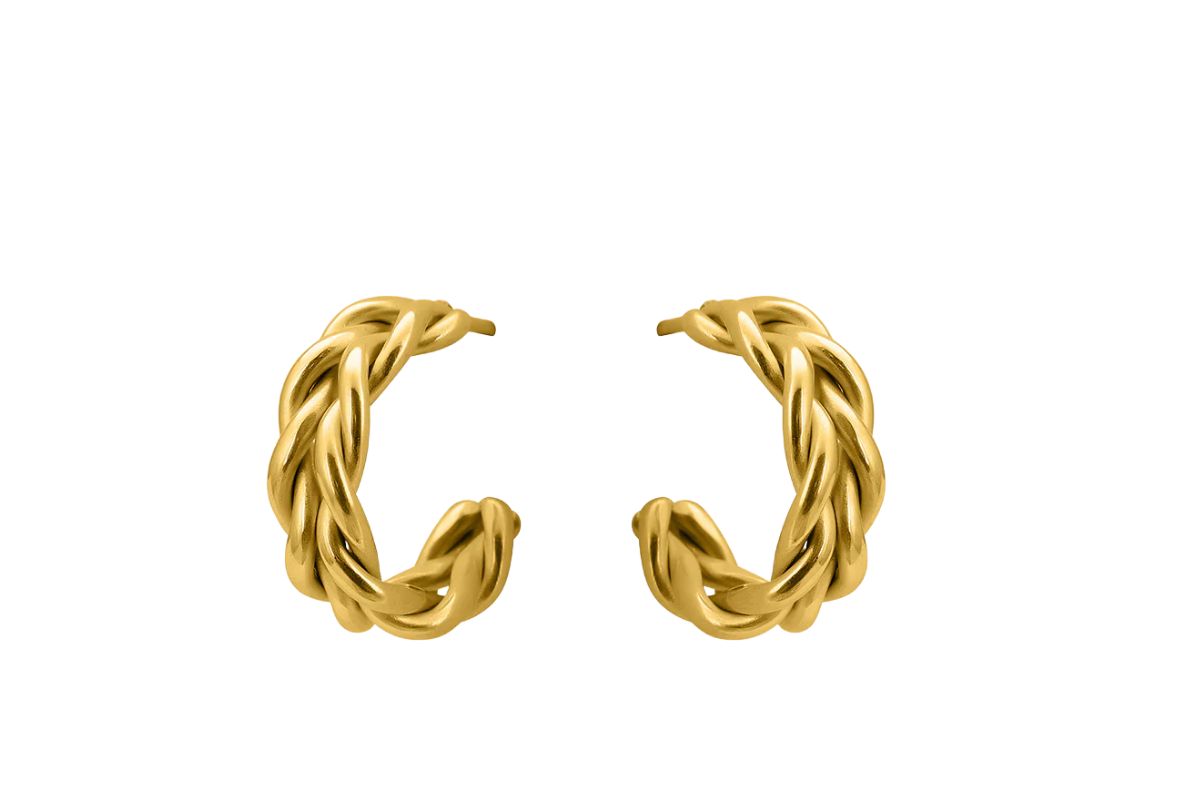 Golden Braid Hoops Earrings