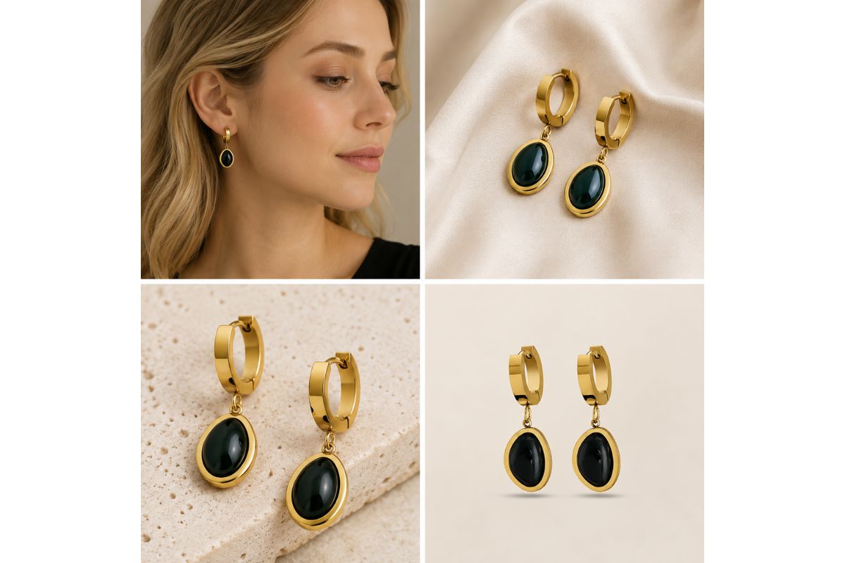 Nature's Charm Green Hoop Earrings image