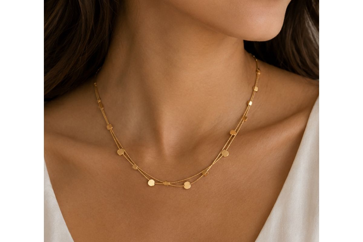 Minimal Dainty Bead Chain Necklace image